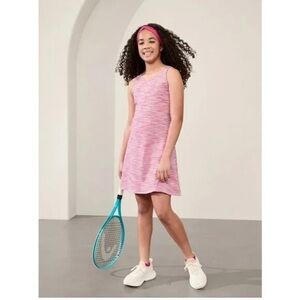 NWT ATHLETA GIRL “Chit Chat Dress” with Athletic Shorts in Pink Girls Size XL 14